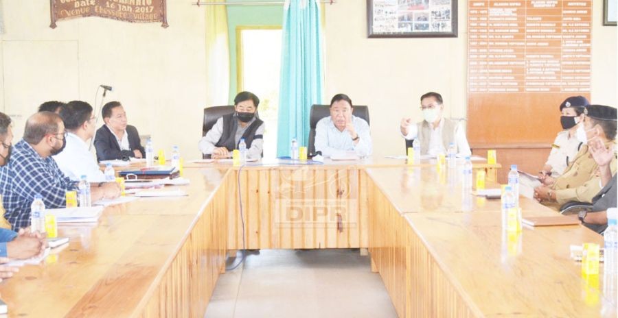 Minister of Agriculture and Cooperation, Nagaland G Kaito Aye and others during the monthly Zunheboto District Planning and Development Board meeting held at Sumi Hoho Conference Hall, Zunheboto town on September 15. (DIPR Photo)